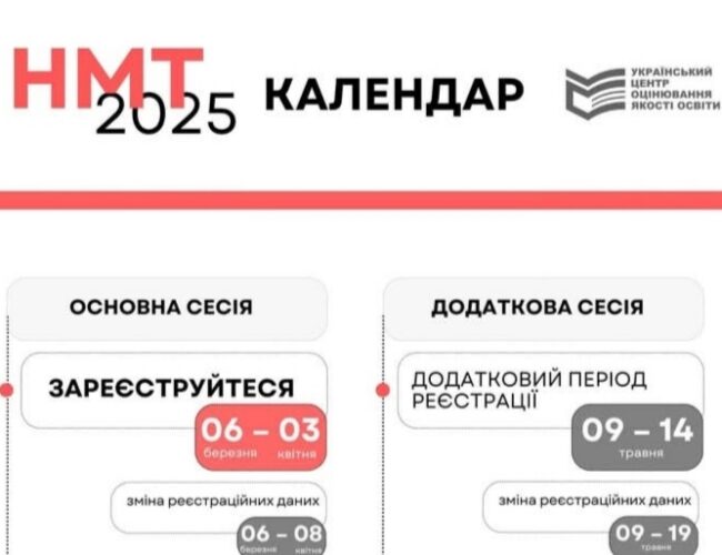 Календар НМТ 2025!